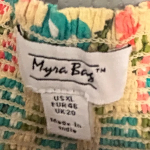 Myra Bag Floral Top off shoulder bell sleeve boho XL India boho - Picture 7 of 10